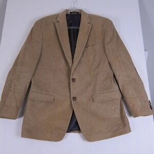 Chaps Blazer Men's 40R Tan/Beige Corduroy Elbow Patch 2 Button Sport Coat Jacket